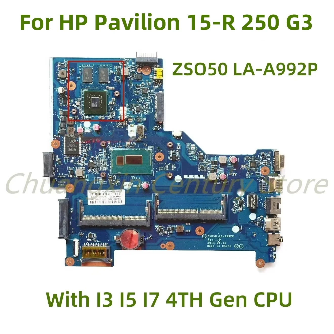 Placa base LA-A992P adecuada para portátil HP Pavilion 15-R 250 G3 con CPU I3 I5 I7-4TH Gen + GPU 100% probado completamente en funcionamiento - imagen 2