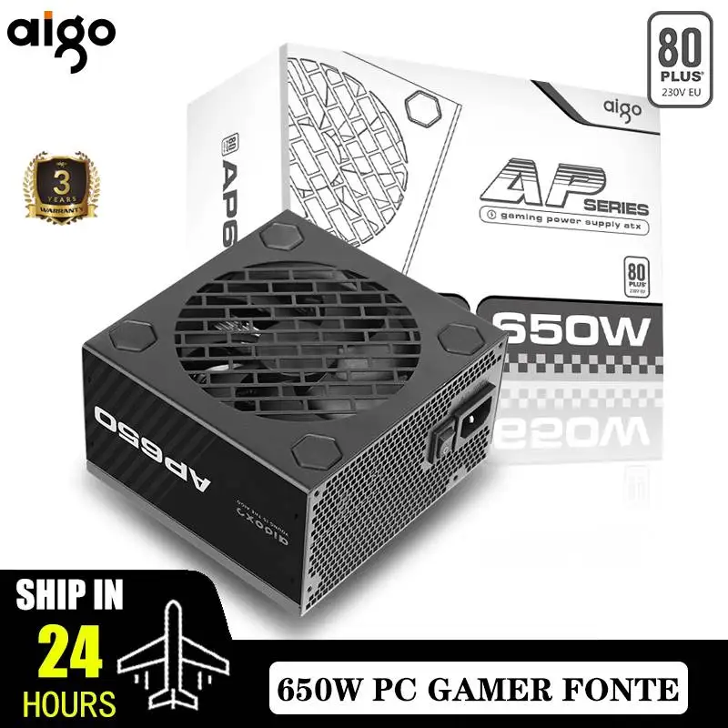 Aigo AP fuente de alimentación PC 550W 650W 750W Diy Gaming 80PLUS 230V UE 120MM ventilador silencioso ATX ordenador de escritorio Gamer Fonte PSU para rx 580