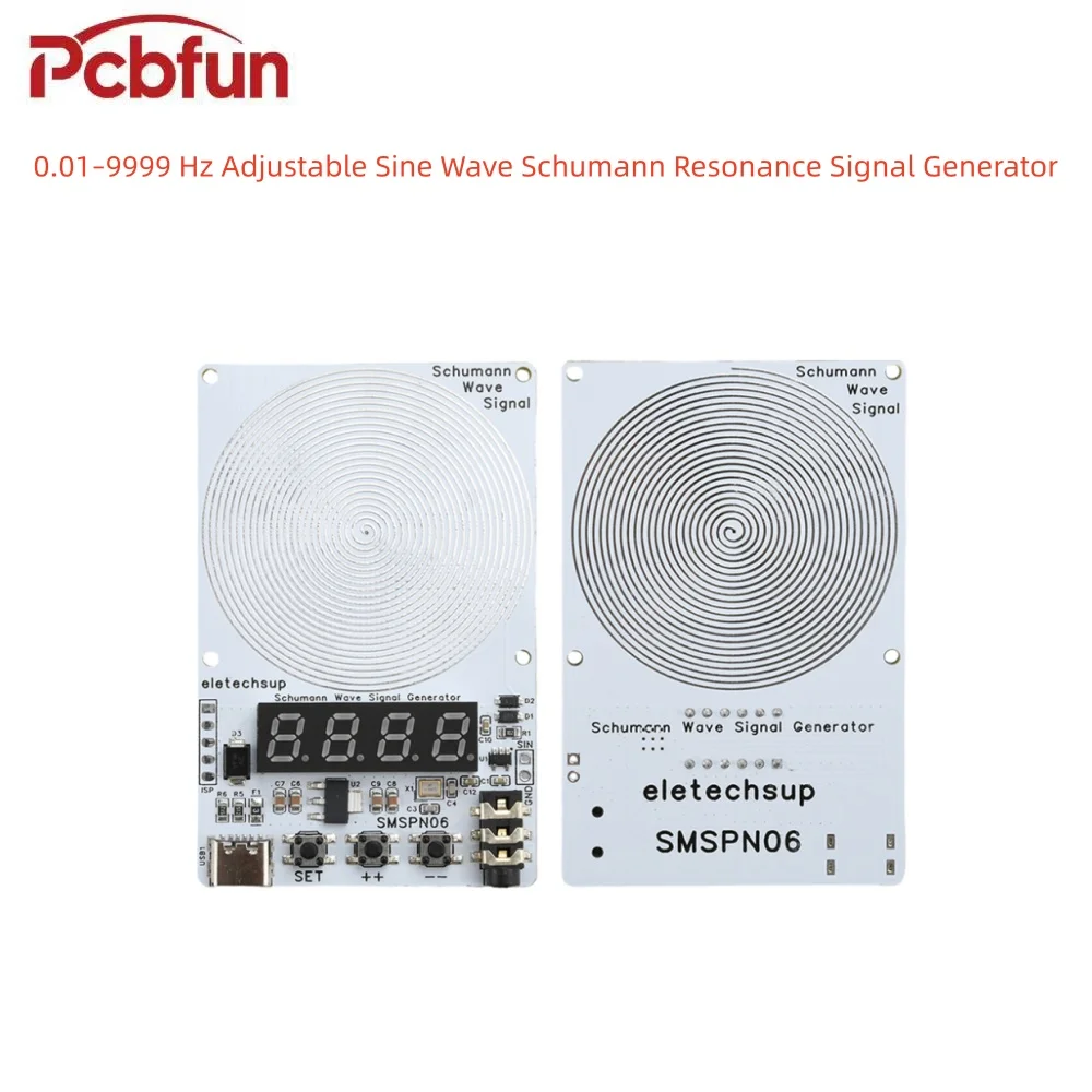 Generador de señal de resonancia Schumann de onda sinusoidal ajustable de 0,01–9999Hz Pantalla LED verde de 4 dígitos Resonador de audio Interfaz de TYPE-C
