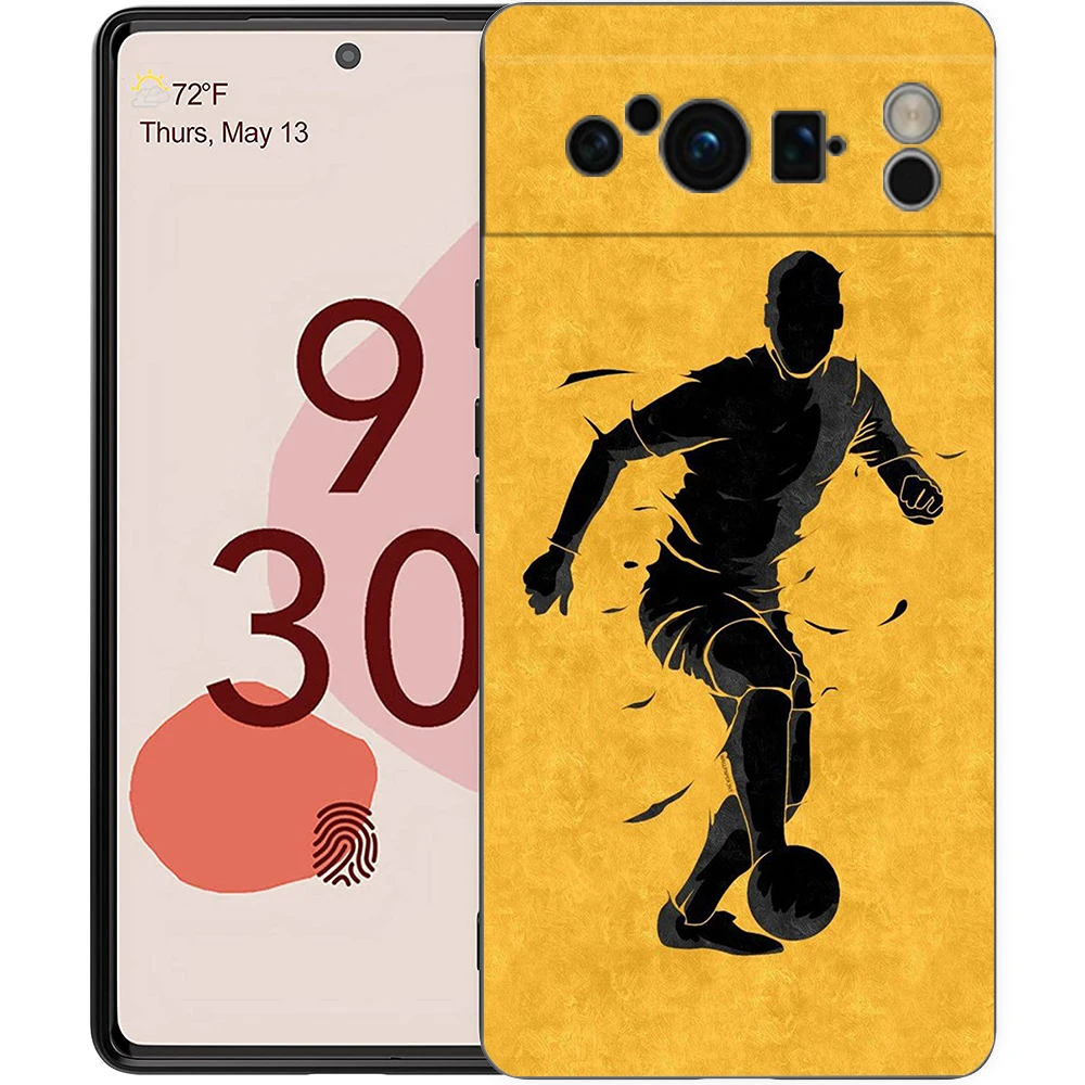 Funda de teléfono para Google Pixel 8, 7, 6 Pro, 8A, 7A, 6A, carcasa de TPU, silicona suave, a prueba de golpes, cubierta negra, balón de fútbol pasión - imagen 4