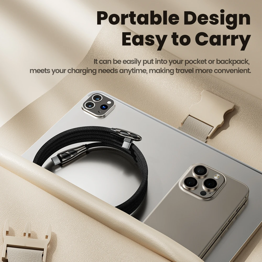 Toocki-Cable USB C a tipo C de alta potencia, 240W, para ordenador portátil, iPhone 15, PD3.1, codo de carga rápida, Cable Dual C, Cable de datos de Control de temperatura - imagen 5