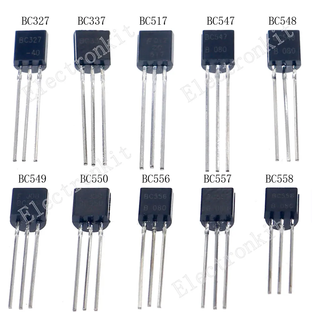200 unids/caja 10 valores 20 cada uno TO-92 Kit surtido de transistores BC327 BC337 BC517 BC547 BC548 BC549 BC550 BC556 BC557 BC558 - imagen 4