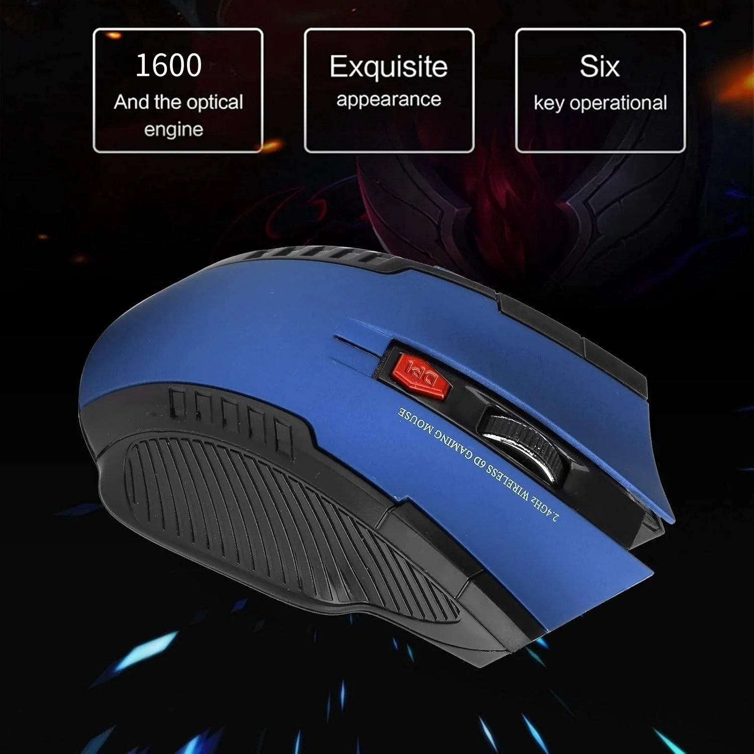 Ratón óptico inalámbrico de 2,4 GHz con receptor USB Gamer 1600DPI ratón de 6 botones para ordenador portátil accesorios ratón Gamer - imagen 2