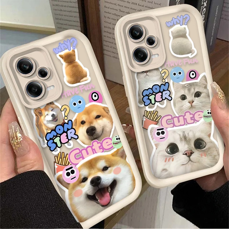 Preciosa funda de teléfono con diseño de perro y gato para Xiaomi Redmi Note 14 13 12 11 Pro Plus 5G 12S 11S 10S 10 9 Redmi 14C 13C 12C 12 4G A3 A3X - imagen 2