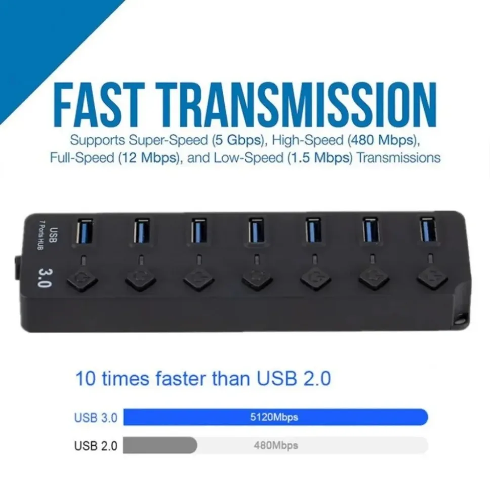 Concentrador de puertos USB 3,0 y 4/7, expansor múltiple con interruptor de alimentación, adaptador de estación de acoplamiento - imagen 4