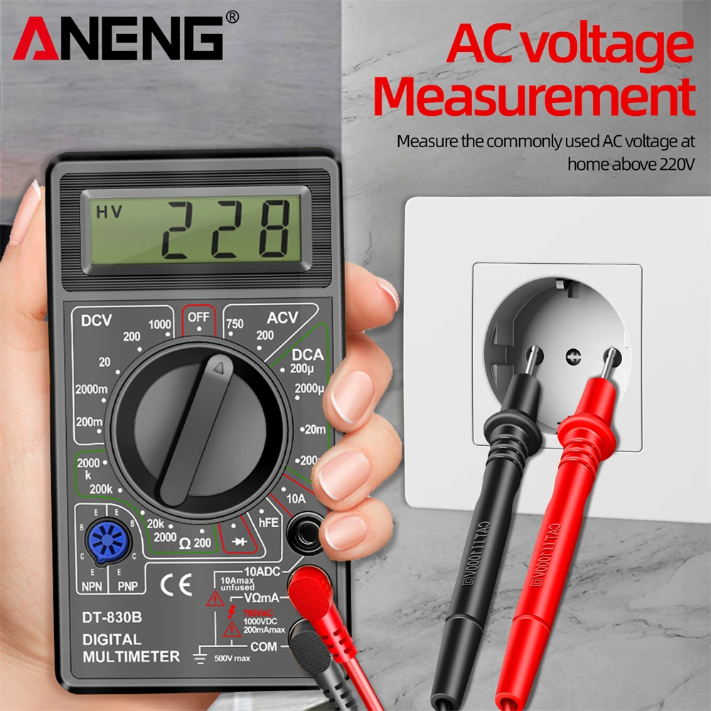 Mini multímetro doméstico ANENG DT830B medidor de rango automático multímetro de mano malímetro aparato de mantenimiento herramienta - imagen 3