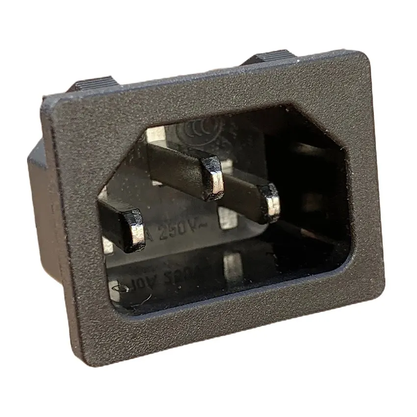Toma de corriente de CA C14, Conector de toma de corriente de entrada, enchufe Industrial IEC320 C14, Panel de 3 pines, 10 unidades por lote