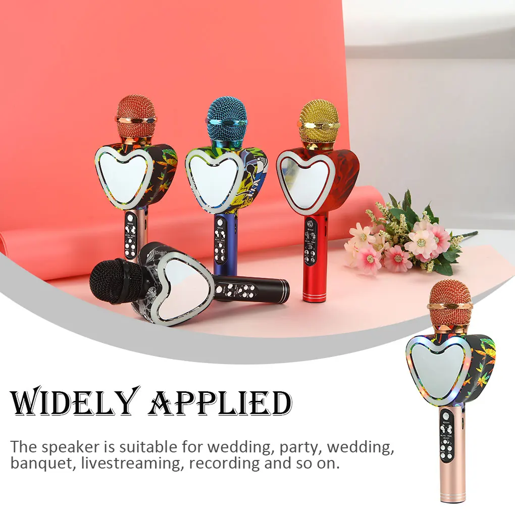 Micrófono inalámbrico compatible con Bluetooth, altavoz de mano DC5V, reproductor KTV para el hogar, receptor de Audio, suministros de micrófono de 1200mAh, negro - imagen 5