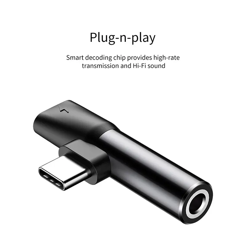 Baseus L41 tipo C a conector de 3,5mm Cable de Audio adaptador divisor de auriculares para Xiaomi Huawei cargador USB C adaptadores de conectores Aux - imagen 3