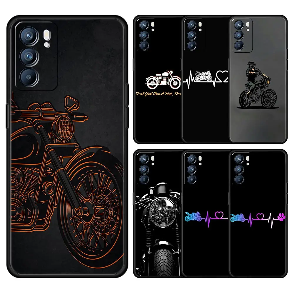 Funda de teléfono para Oppo Reno13 Reno12 Reno11 F Reno10 Pro A54 A53 A95 A76 A74 A57 A98 A80 A79 5G A78 4G, cubierta para motocicleta, latido del corazón