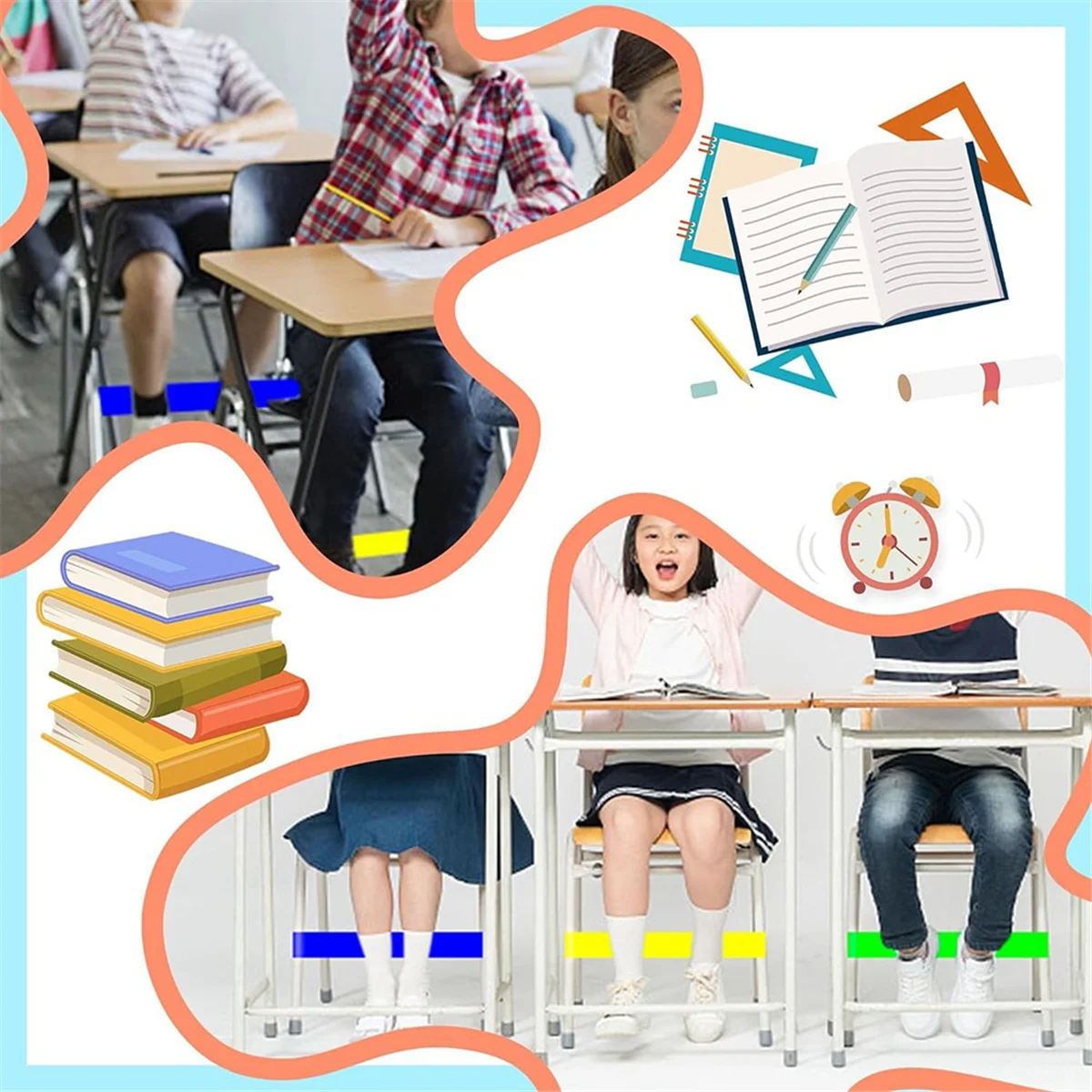 Bandas de aire súper caliente para niños con pies inquietos, bandas de goma para patas de sillas para niños, 11,8 x 2 pulgadas