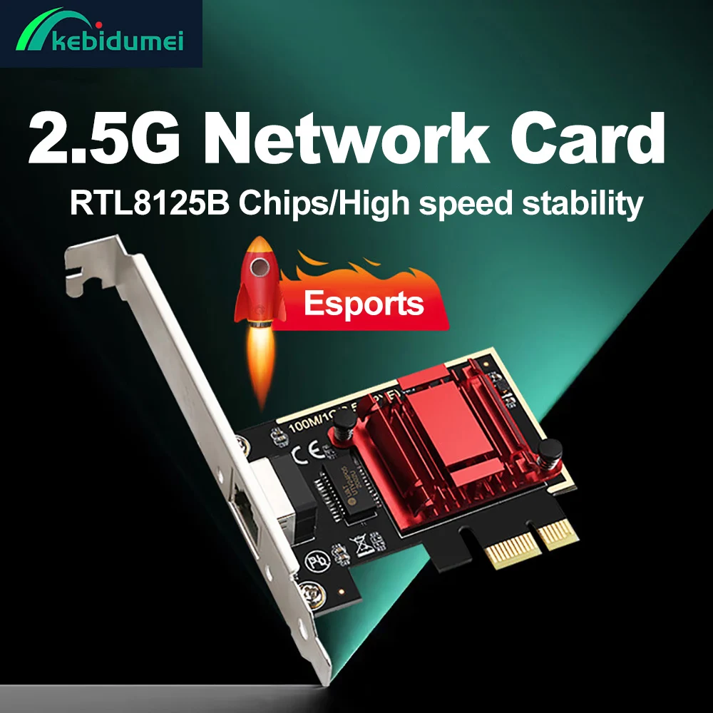 Kebidumei 2,5G PCI-E a tarjeta de red RJ45 2500Mbps RJ45 PCI Express convertidor Lan Ethernet Gigabit adaptador para PC Win 7/8/10/11