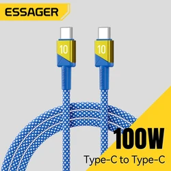 Essager 100W tipo C a tipo C Cable de carga rápida para iPhone 17 16 Macbook iPad Samsung Xiaomi USB C equipo de fútbol colores Cable