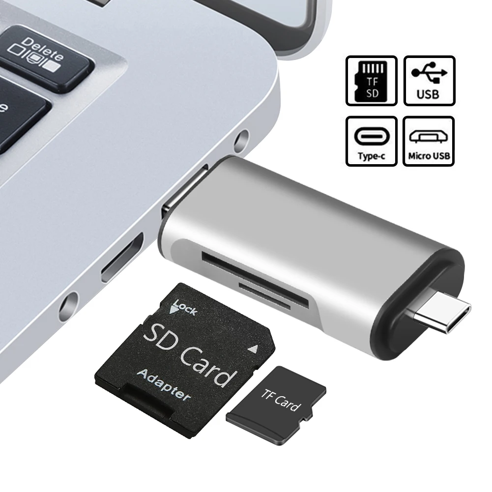 Lector de tarjetas USB 3,0 Micro USB tipo C transmisión de alta velocidad adaptador OTG SDHC SD TF lector de tarjetas MicroSD para tabletas teléfono portátil - imagen 2