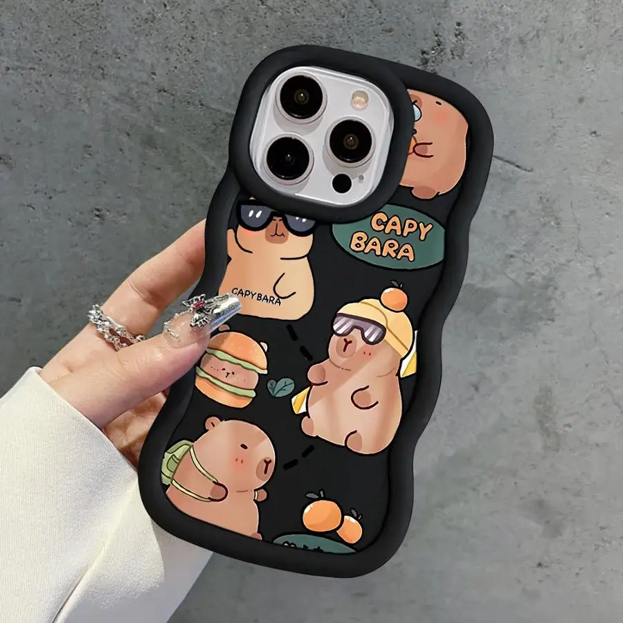 Soft TPU Case for iPhone 8 12 15 16 Plus 16e 13 12 11 Pro 16 15 14 Pro Max XS Max 7 Capybara Pattern  - imagen 4