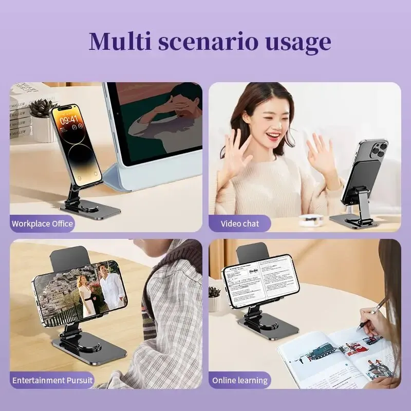 Universal Aluminum Alloy Portable Tablet Holder For iPad Adjustable Flexible Folding Lazy Desktop Live Mobile Phone Stand Mount - imagen 5