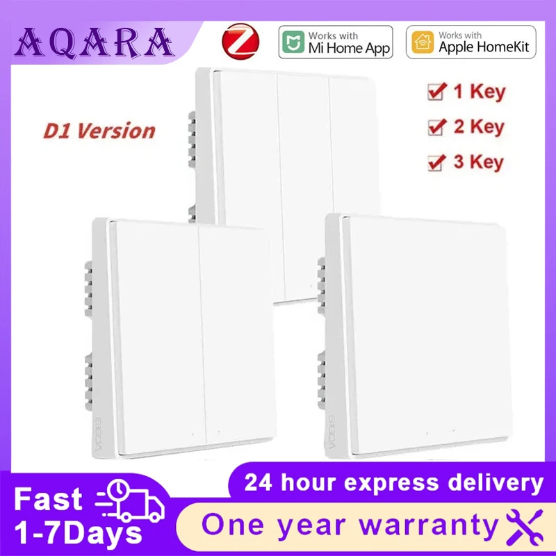 Aqara-interruptor inteligente de pared D1 ZigBee, inalámbrico, luz de llave, Control remoto, cable de fuego con/sin trabajo neutro con Mi Home HomeKit - imagen 2