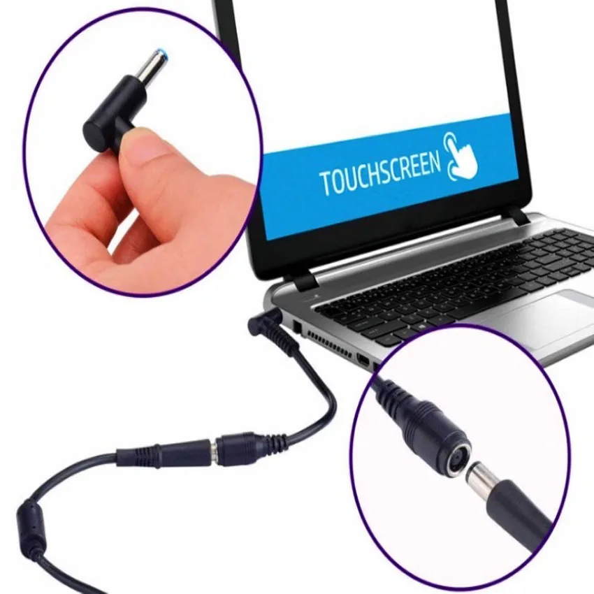 Convertidor de cargador de corriente CC de 7,4mm a 4,5mm, gran Cable conector adaptador de CC de repuesto para puntas azules HP Dell, 1/2 Uds. - imagen 3