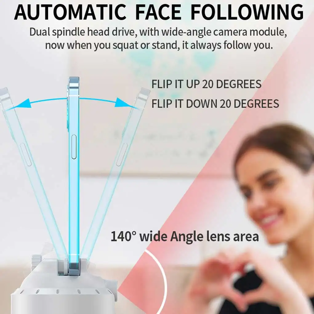Trípode para cámara de seguimiento facial automático, palo de Selfie, artefacto de seguimiento, reconocimiento de caras, gesto para teléfono, accesorios blancos - imagen 2