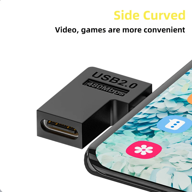 Adaptador hembra tipo C de 90 grados a Micro USB macho, convertidor de carga USB2.0 en forma de U 5V2A, conector de 10W 480Mbps para Xiaomi y Huawei - imagen 5