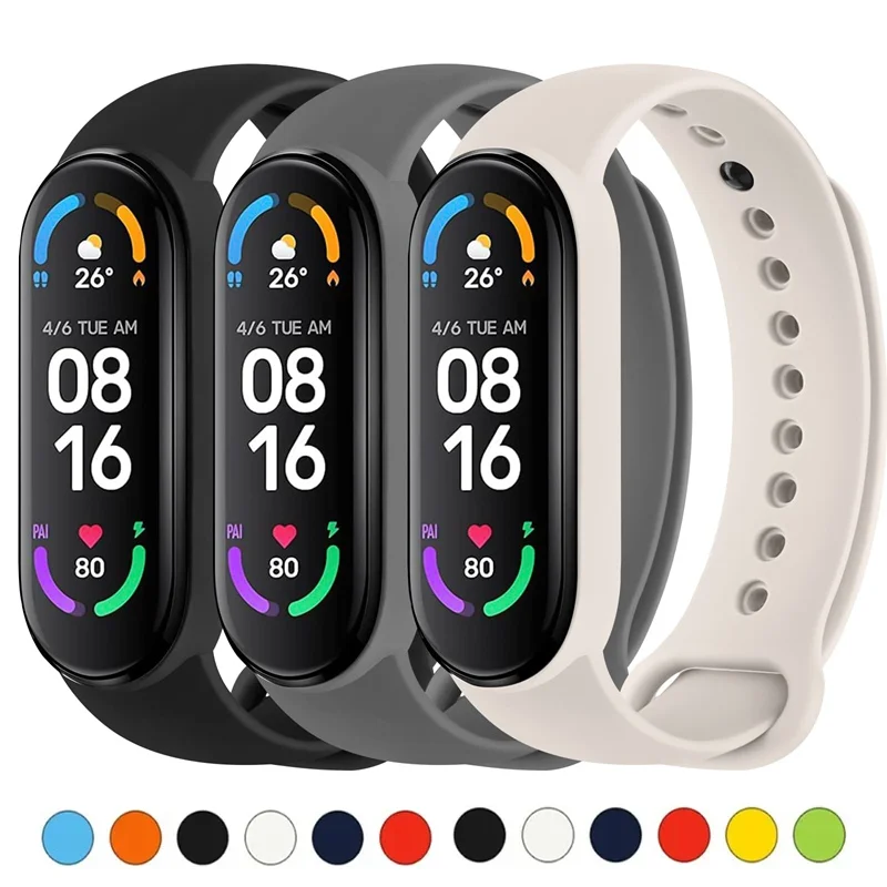 Correa de reloj para Xiaomi Mi Band, pulsera de silicona, accesorios para reloj inteligente Mi Band 7, 6, 5, 4, 3