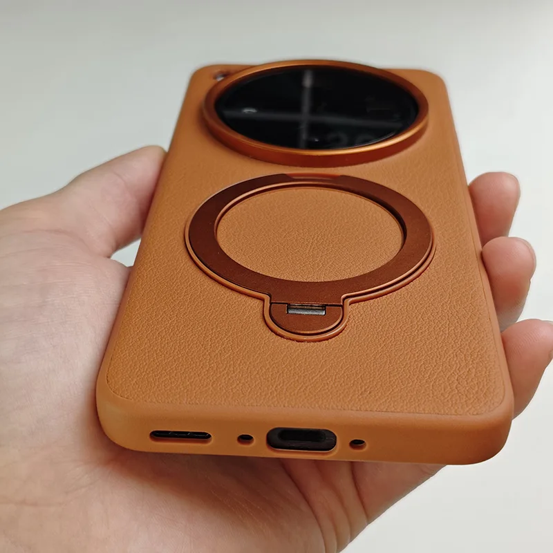 Para OPPO Find X8 Ultra funda de cuero PU de lujo con soporte de anillo funda protectora trasera magnética para Find X8 Pro X8S + Shell - imagen 3