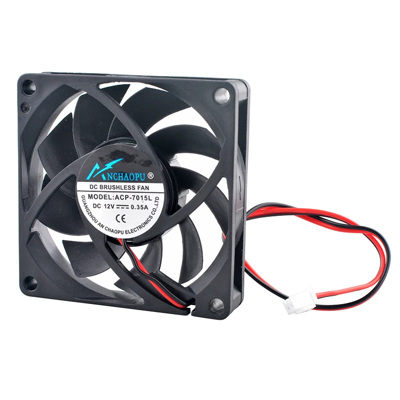 Ventilador de refrigeración de alta velocidad para cargador de energía de chasis, 7cm, 70mm, 70x70x15mm, cc 12V, 0.35A, 2 pines, 3800rpm - imagen 4
