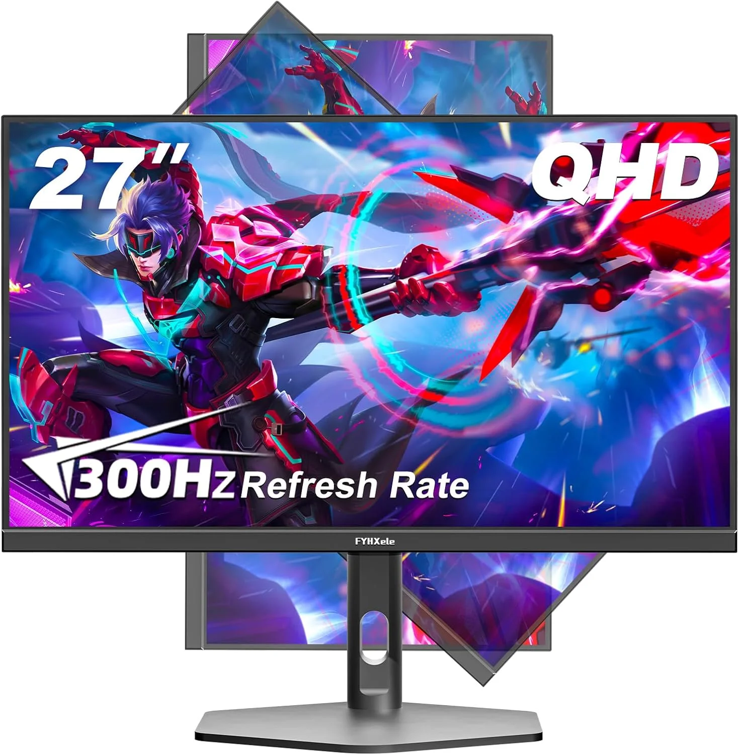 FYHXele 27ich 2K 300Hz Monitor para juegos 1440P 0.8ms Soporte ultrafino totalmente ajustable sin marco Soporte FreeSync VESA DP Puerto HDMI