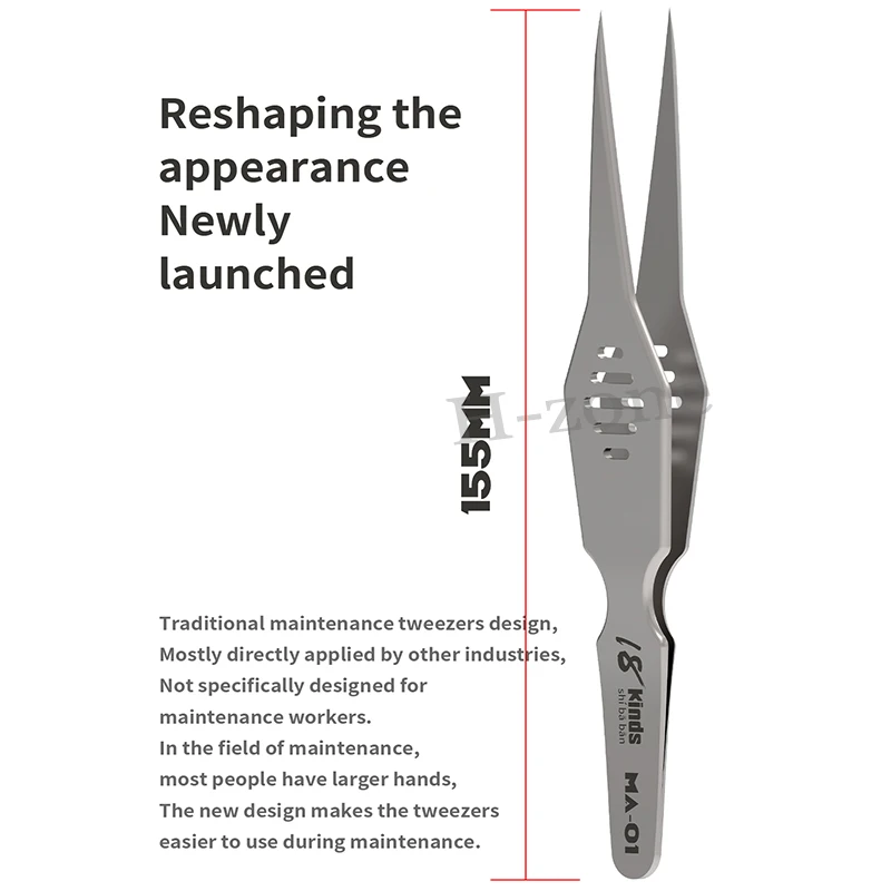 Pinzas ensanchadas de acero inoxidable de alta dureza QZLAHZ MA-01, herramientas de reparación electrónica de teléfono con línea de vuelo de precisión - imagen 2