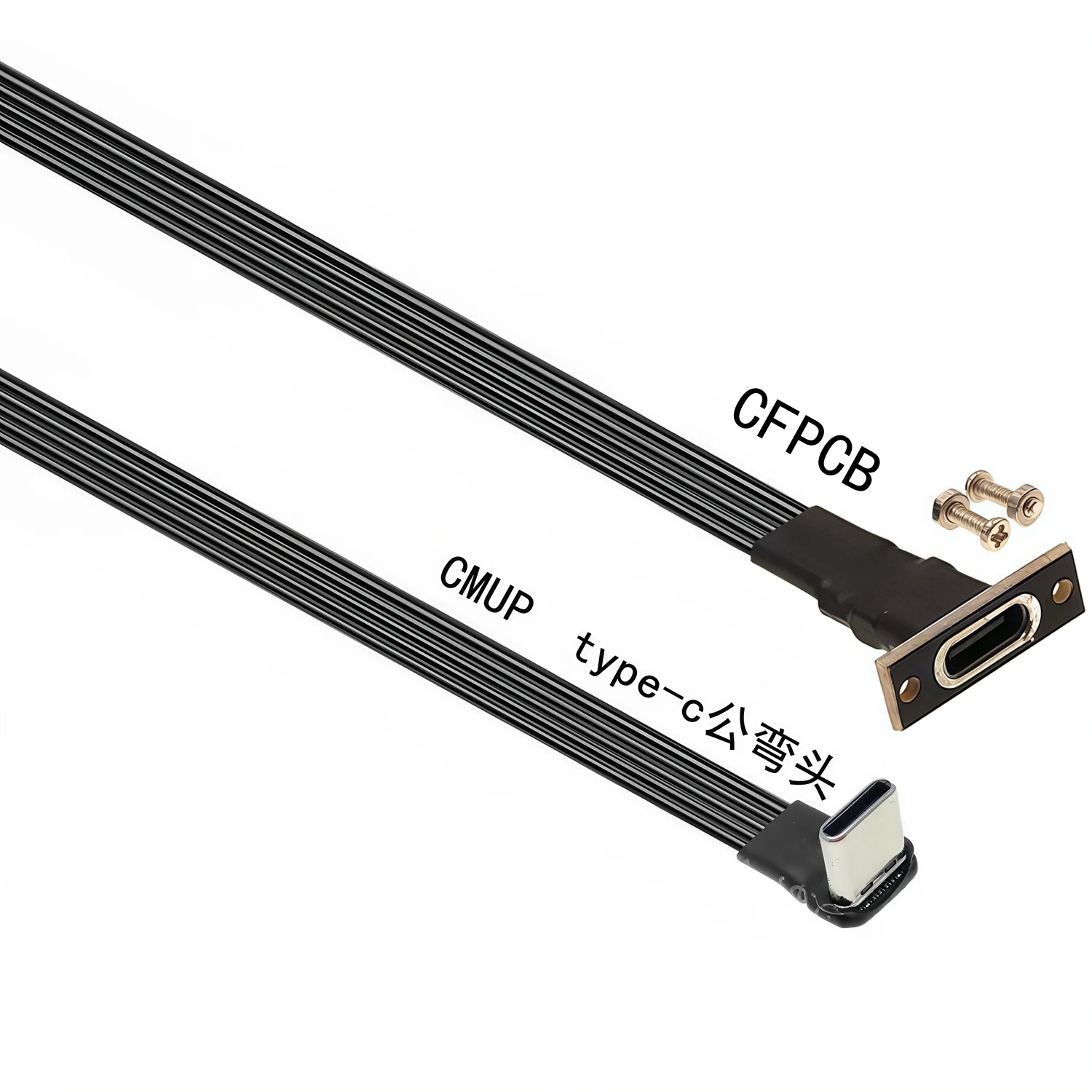 1PCUSB 2,0 USB C Cable plano de banda arriba abajo en ángulo USB 2,0 tipo C Cable de datos de carga rápida Cable extensor macho/hembra para PC TV USB