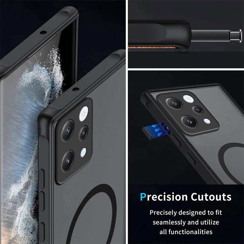 Funda de teléfono mate translúcida Magsafe para Xiaomi Redmi Poco X3 M3 M4 M2 Pro X5 X6 F5 M6 Pro M6Pro C50 C40 4G 5G - imagen 4