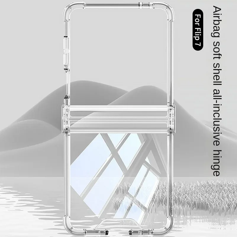 Funda de teléfono anticaída de cuatro esquinas con bisagras todo incluido para Samsung Galaxy Z Flip 7 FE 6 5 flip7 contraportada transparente a prueba de golpes - imagen 3