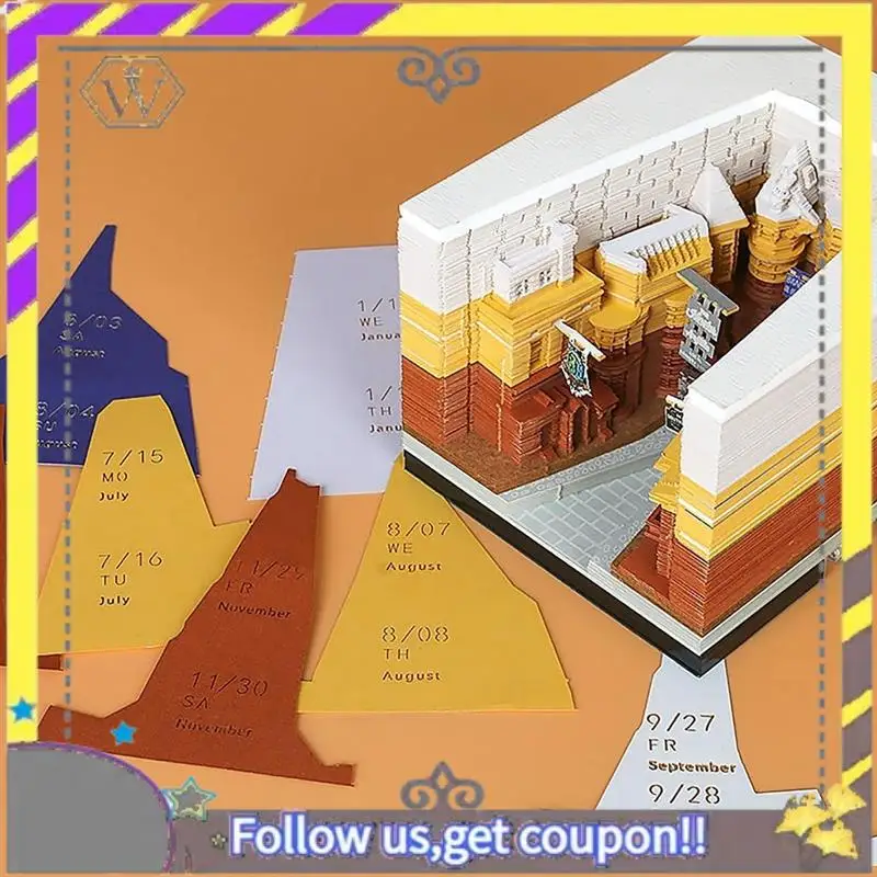 Nuevo Calendario de escritorio 2024, Bloc de notas con luces LED, calendario 3D, regalo tallado en papel, decoración de escritorio - imagen 4