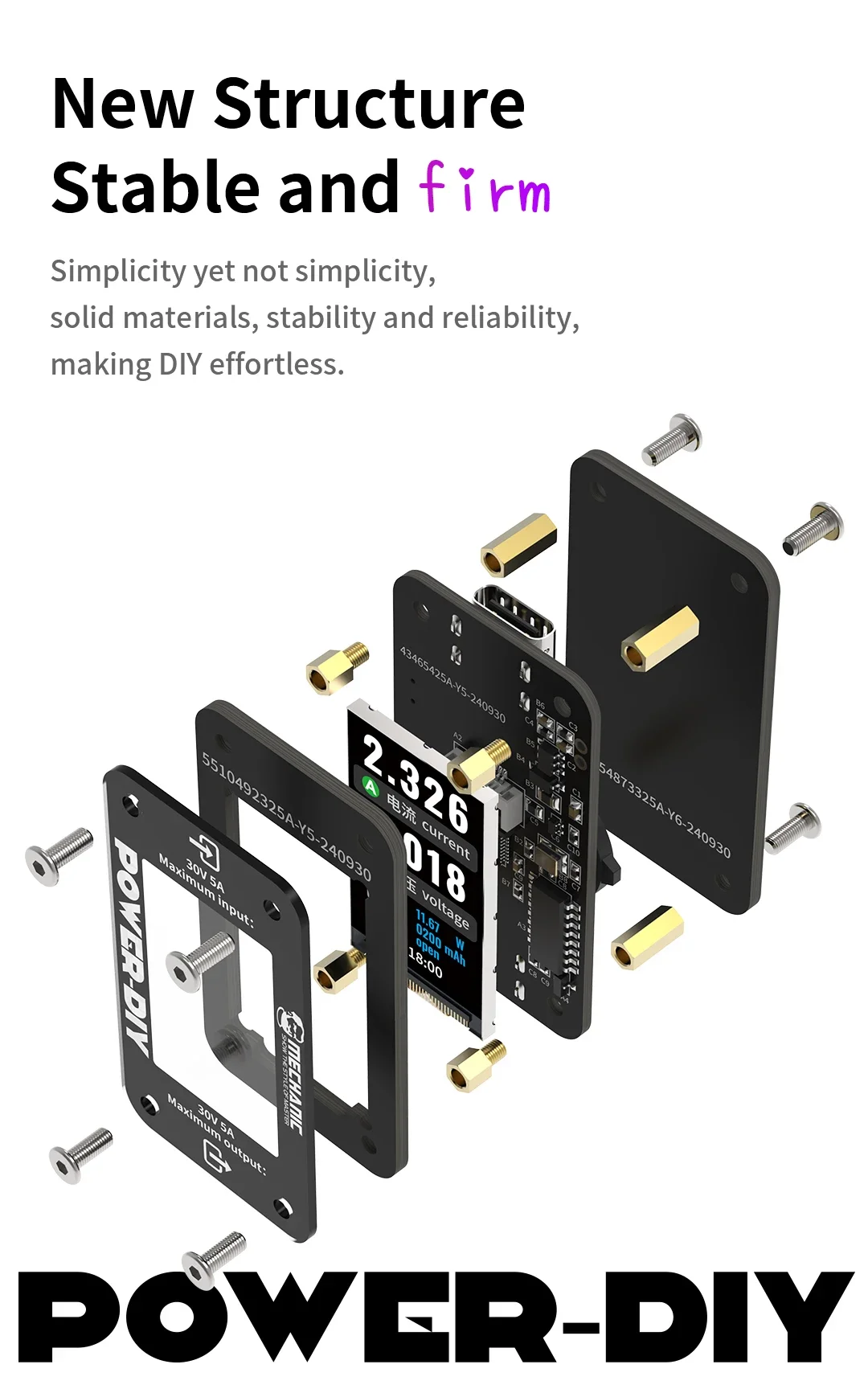 Amperímetro Digital DIY de potencia mecánica, prueba de voltaje móvil multifuncional, amperímetro Digital DIY, herramientas de prueba de pantalla giratoria - imagen 2