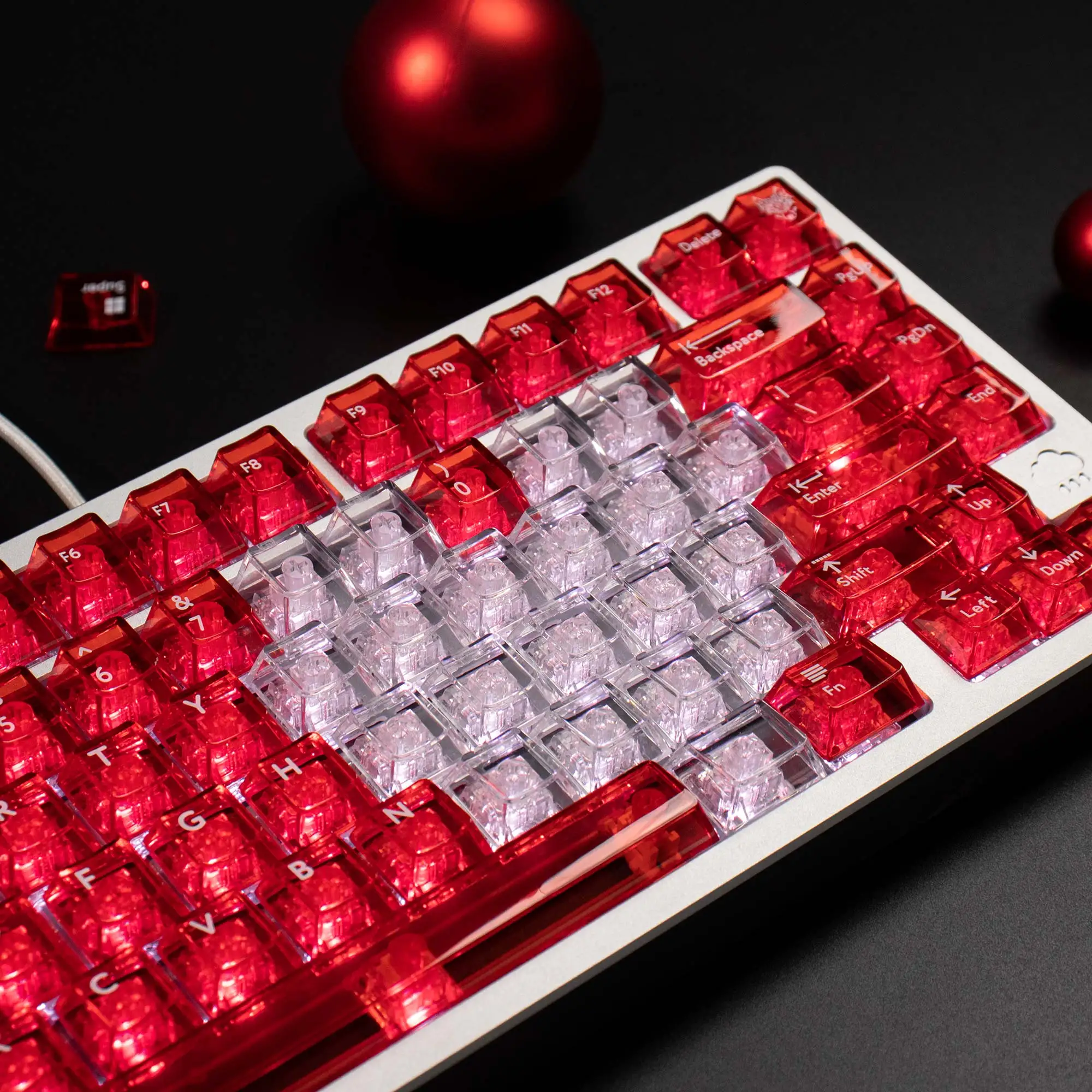 20 piezas de cristal transparente para teclado, teclas personalizadas con corazón de amor, perfil de cereza, UV, PC, DIY - imagen 2