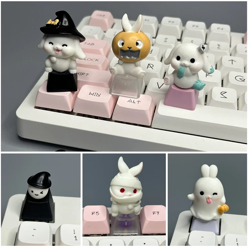 DIY transparente fantasma Keycap creativo lindo Halloween calabaza Teclado mecánico personalizado Cherry MX Axis Keycap - imagen 2
