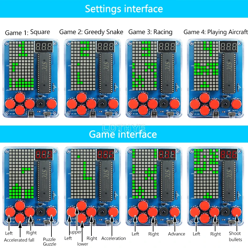 DIY Game Kit Retro Classic Electronic Production Kit Soldering Welding Tranning Set Snake Plane Racing Mini Pixel Game Console - imagen 5