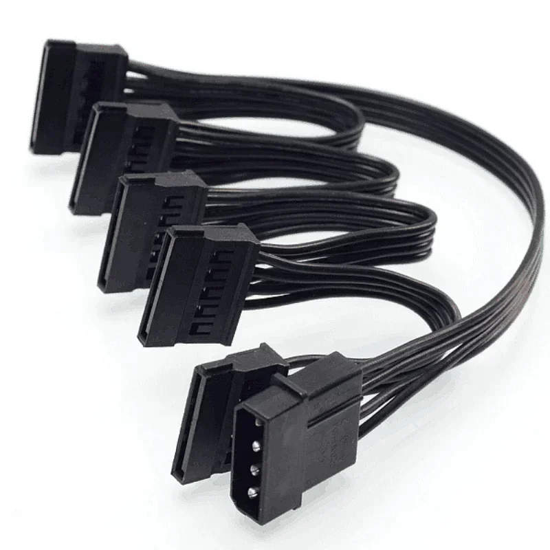 Cable de alimentación de 1 a 5, 30 pulgadas, 15 pines hembra a 4 pines macho, IDE Molex a Cable de alimentación SATA de 5 puertos y 15 pines para disco duro - imagen 3