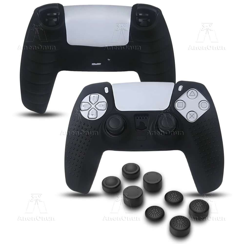 Funda de silicona para controlador PS5 con tapas de agarre para pulgar, cubierta de protección integral, a prueba de golpes, antiarañazos, antideslizante, duradera, suave