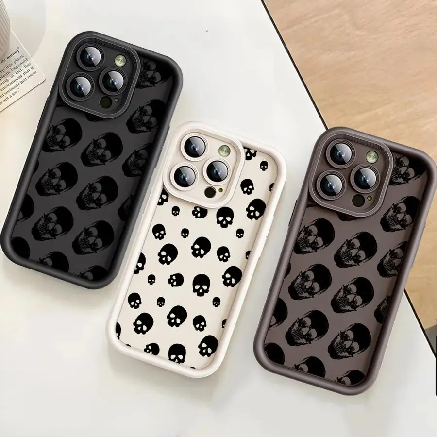 Funda de teléfono suave de TPU para Apple iPhone 16e 11Pro 14 16 Plus XS XR 12 Mini 15 Plus 13 Pro MAX 11 Skull Cool