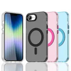 Funda de carga inalámbrica magnética para Apple iPhone 16e 16 Pro Max 15 14 Plus, funda trasera transparente de colores caramelo