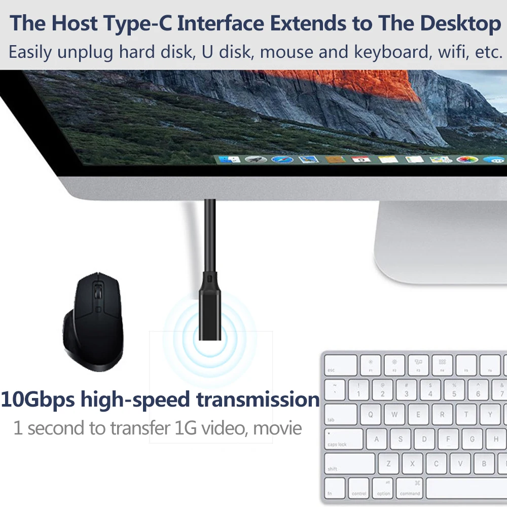 Cable USB-C 90grados Extensor 10Gbps 100W Macho-Hembra para MacBook - imagen 3