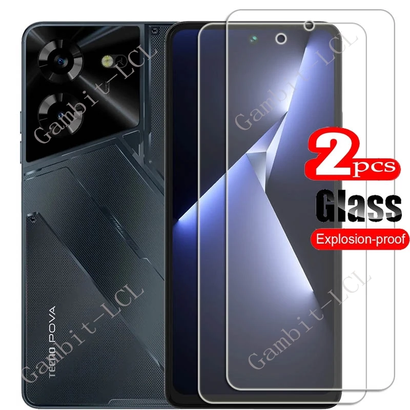 2 uds para Tecno Pova 5 Pro 6,78 cubierta protectora de vidrio templado en Pova5Pro Pova5 5Pro Free Fire LH7n LH8n película protectora de pantalla