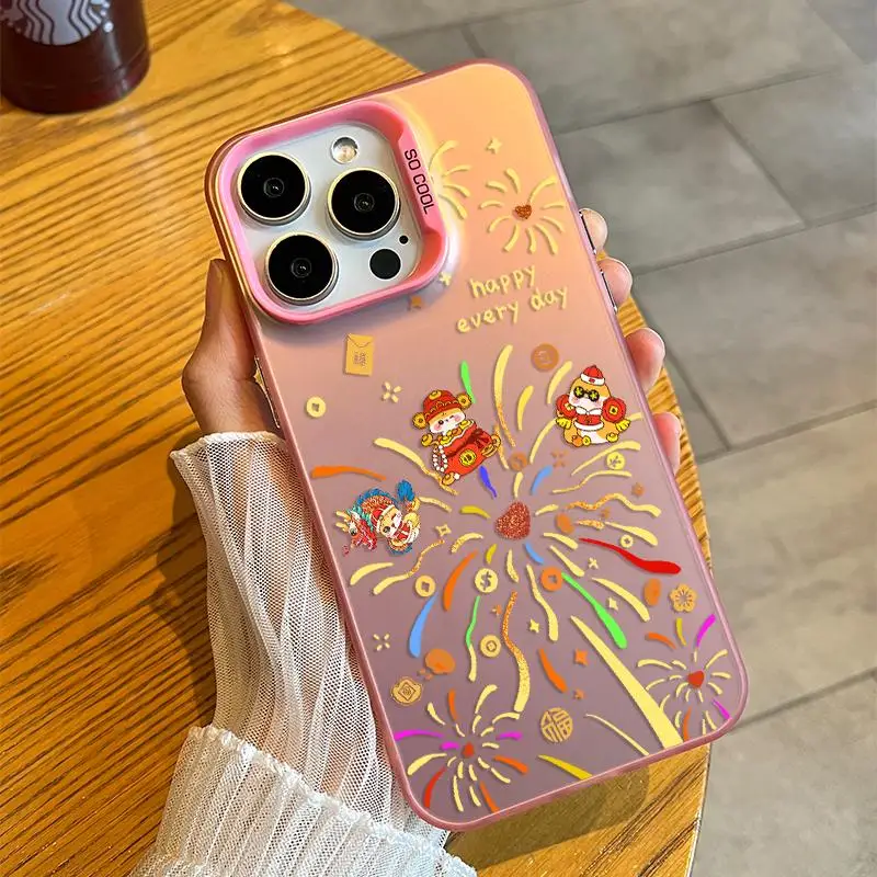 Colorful Fireworks Acrylic Phone Case for iPhone 16E 15 Pro 14Pro Max 13 Mini 15 Plus Screen Protector Casing Shockproof Cover - imagen 2