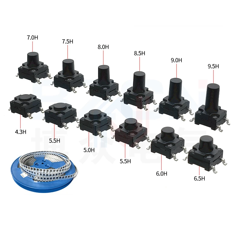 Interruptor a prueba de agua TS-G002, 6x6x4,3-4,5 h, 5,0 h, 5,5 h, 6,0 h, 9,5 h, botón táctil IP67, 20 unidades por lote