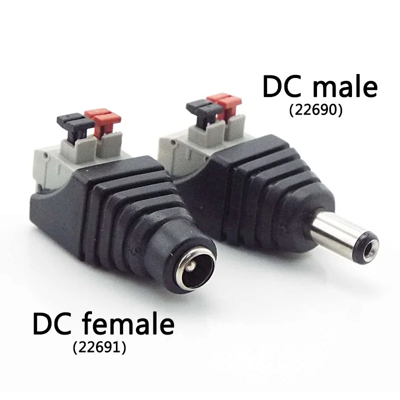 Adaptador de Cable macho y hembra DC/RCA para altavoces, Conector de crimpado sin soldadura, luces LED de Audio CCTV, 2 piezas - imagen 3