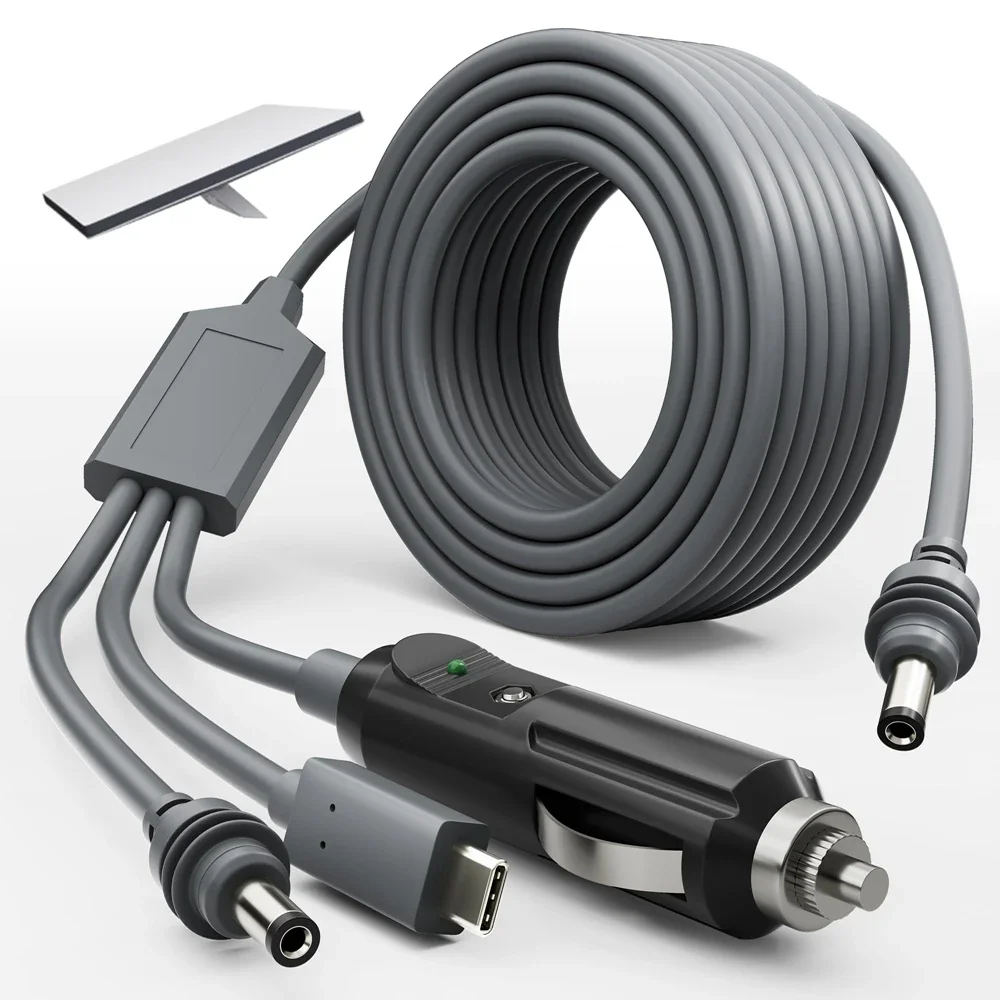 Para Starlink Mini 3 en 1 Cable de alimentación CC 100W + USB C enchufe de encendedor de cigarrillos/cargador de coche CC Cable impermeable multifuncional