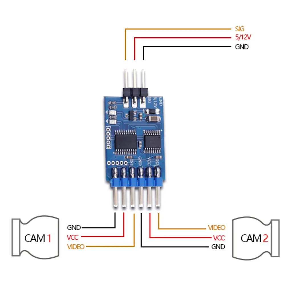 Módulo de conmutación de vídeo de 3 canales 5,8G Unidad de interruptor de vídeo de 3 vías para Dron con cámara RC FPV - imagen 4
