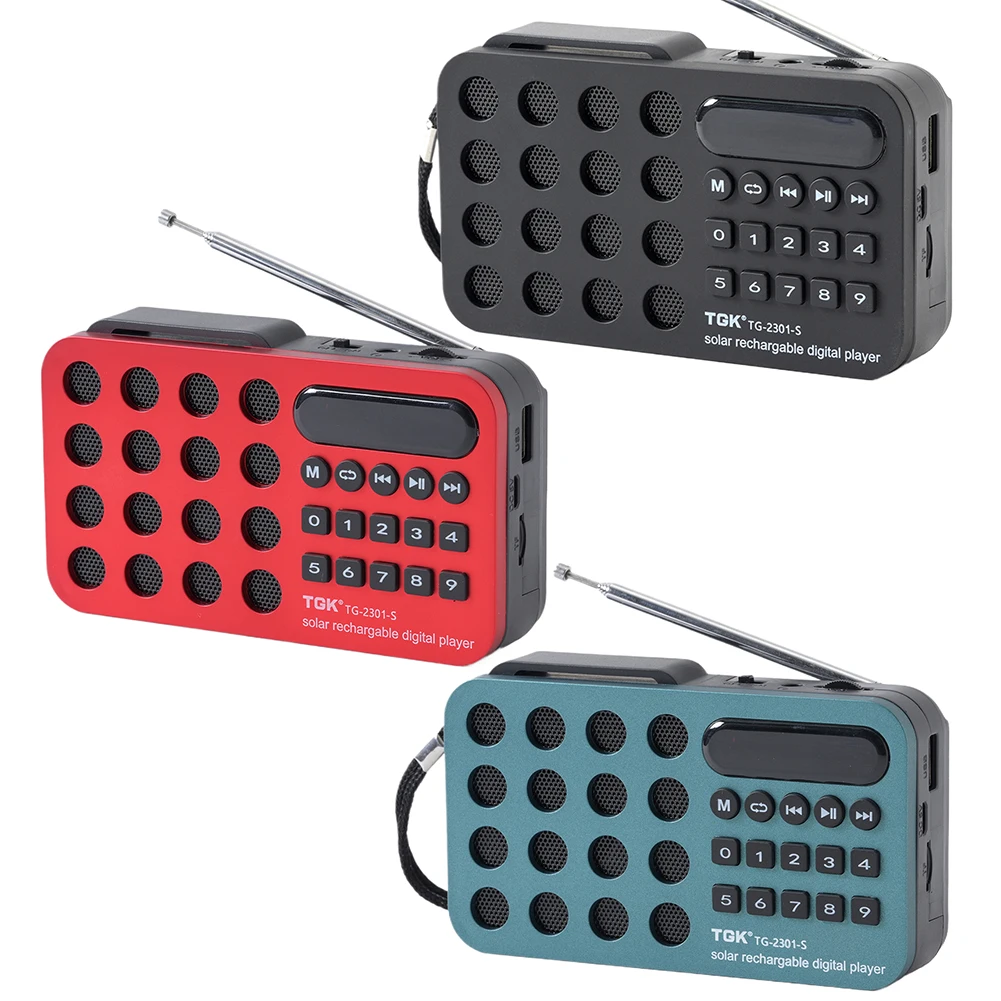 Mini Radio FM portátil de bolsillo, carga Solar, altavoces inalámbricos, soporte USB, tarjeta TF, reproducción de emergencia, Bluetooth, receptor de Radio FM - imagen 2