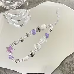 Cadena para teléfono móvil estrella de mar púrpura y tulipán